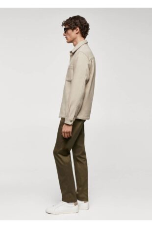 شلوار قهوه ای فاق نرمال مردانه مانگو 67000657