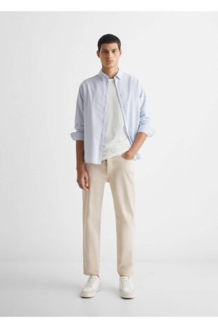 شلوار بژ فاق نرمال مردانه مانگو 67030676