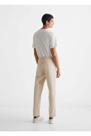 شلوار بژ فاق نرمال مردانه مانگو 67030676