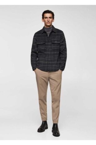 شلوار بژ فاق نرمال مردانه مانگو 67040253