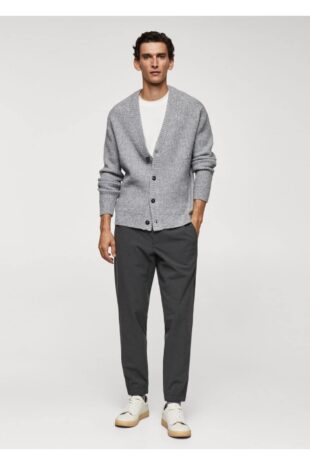 شلوار خاکستری فاق نرمال مردانه مانگو 67040253