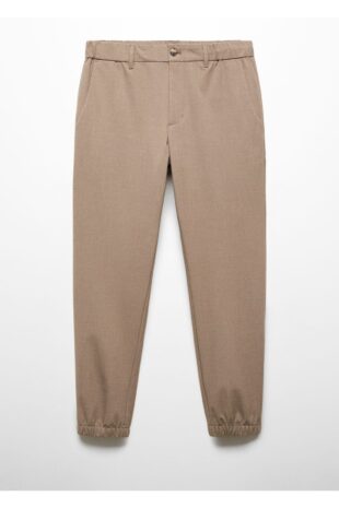 شلوار بژ فاق نرمال مردانه مانگو 67040253