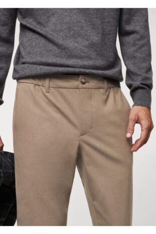 شلوار بژ فاق نرمال مردانه مانگو 67040253