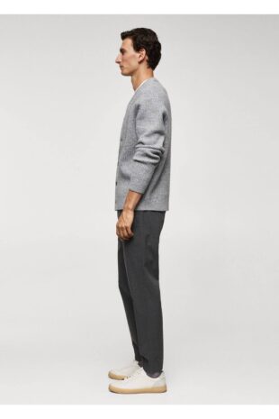 شلوار خاکستری فاق نرمال مردانه مانگو 67040253