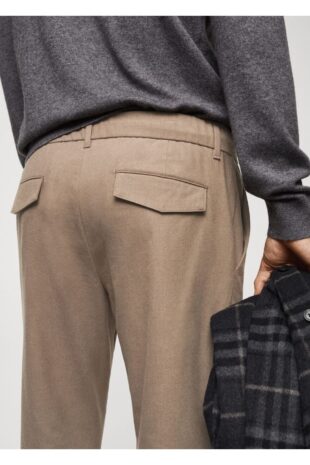 شلوار بژ فاق نرمال مردانه مانگو 67040253