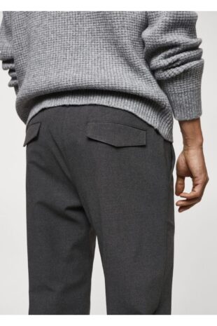 شلوار خاکستری فاق نرمال مردانه مانگو 67040253