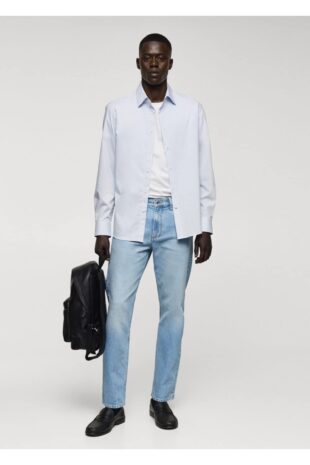 شلوارک آبی فاق نرمال مردانه مانگو 67020629