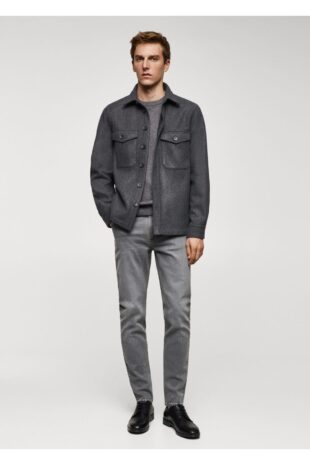 شلوارک خاکستری فاق نرمال مردانه مانگو 67030624