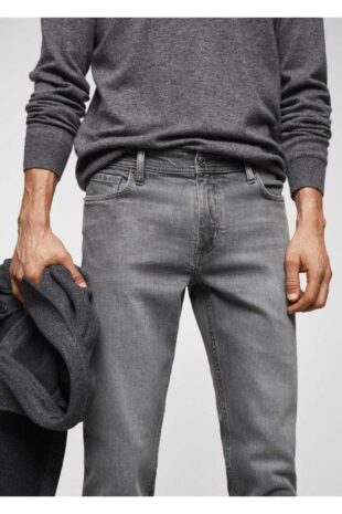 شلوارک خاکستری فاق نرمال مردانه مانگو 67030624