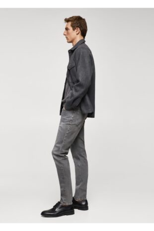 شلوارک خاکستری فاق نرمال مردانه مانگو 67030624