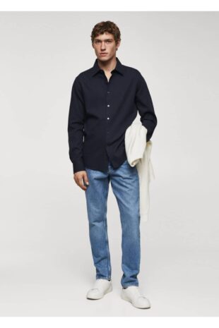 پیراهن لاجورد مردانه مانگو 67040636