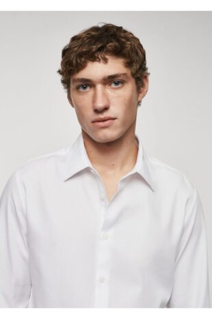 پیراهن آبی مردانه مانگو 67040636