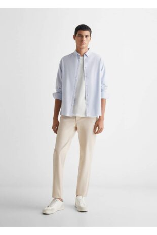 پیراهن آبی مردانه مانگو 67080649