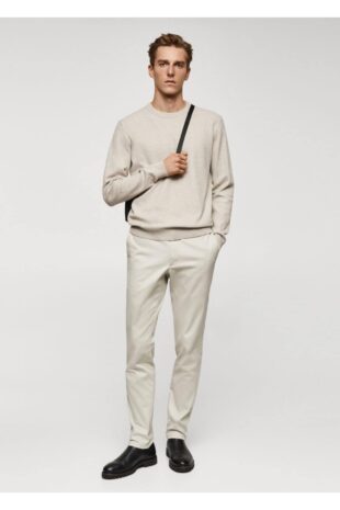 بافت بژ مردانه مانگو 67010651