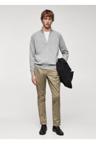 شلوار خاکی فاق نرمال مردانه مانگو 67000619