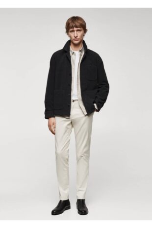 شلوار خاکستری فاق نرمال مردانه مانگو 67000619