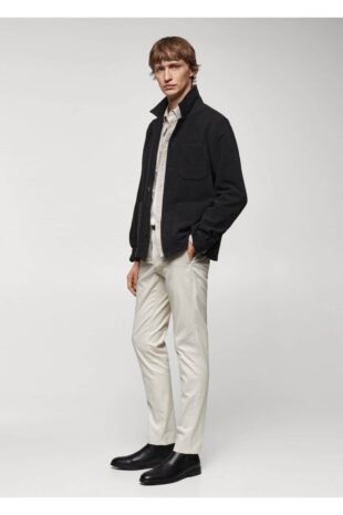 شلوار خاکستری فاق نرمال مردانه مانگو 67000619