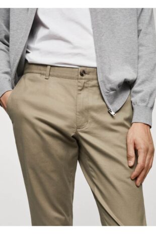 شلوار خاکی فاق نرمال مردانه مانگو 67000619