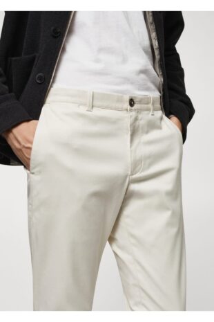 شلوار خاکستری فاق نرمال مردانه مانگو 67000619