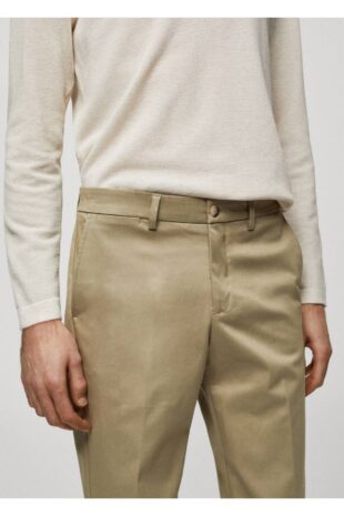 شلوار خاکی فاق نرمال مردانه مانگو 67000657
