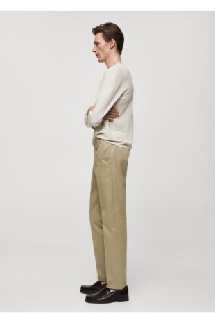 شلوار خاکی فاق نرمال مردانه مانگو 67000657