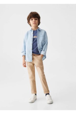 شلوار بژ فاق نرمال پسرانه مانگو 67062915