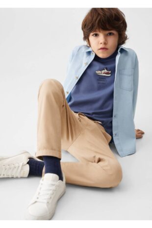 شلوار بژ فاق نرمال پسرانه مانگو 67062915