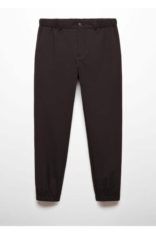 شلوار قهوه ای فاق نرمال مردانه مانگو 67040253