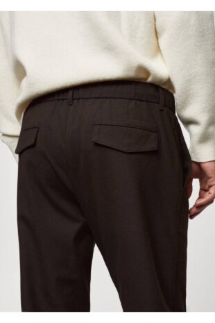 شلوار قهوه ای فاق نرمال مردانه مانگو 67040253