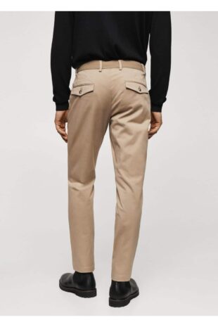 شلوار بژ فاق نرمال مردانه مانگو 67000637