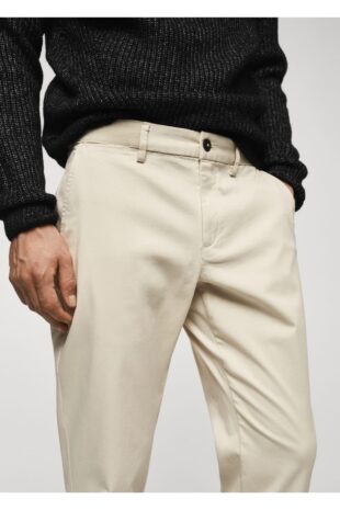 شلوار خاکستری فاق نرمال مردانه مانگو 67000637