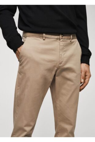 شلوار بژ فاق نرمال مردانه مانگو 67000637