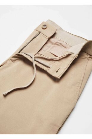 شلوار بژ فاق نرمال مردانه مانگو 67000637