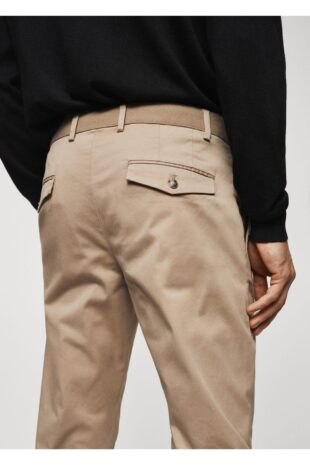 شلوار بژ فاق نرمال مردانه مانگو 67000637