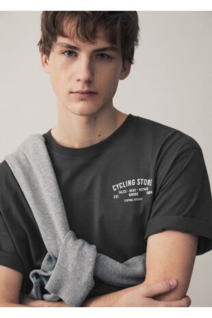 تی شرت خاکستری مردانه مانگو 67012916