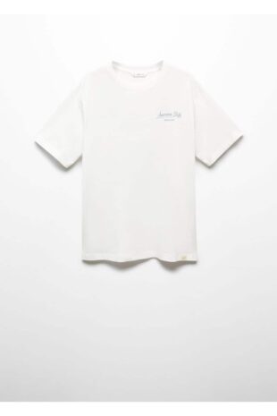 تی شرت سفید مردانه مانگو 67032915