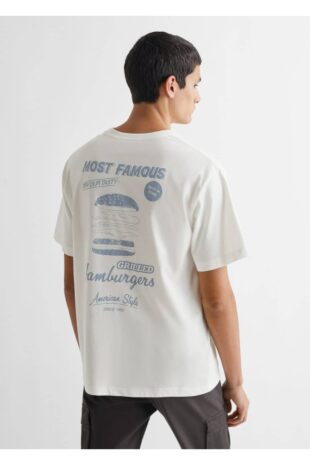 تی شرت سفید مردانه مانگو 67032915