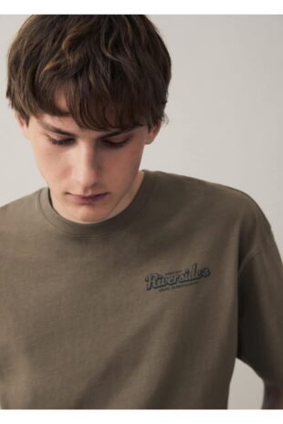 تی شرت خاکی مردانه مانگو 67052914