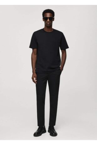 تی شرت سیاه مردانه مانگو 67054454