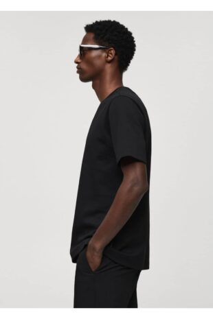 تی شرت سیاه مردانه مانگو 67054454