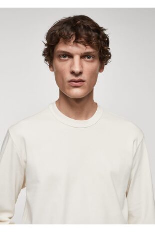 تی شرت سفید مردانه مانگو 67080438