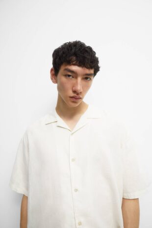 پیراهن سفید آستین کوتاه مردانه پول اند بیر | 3473545