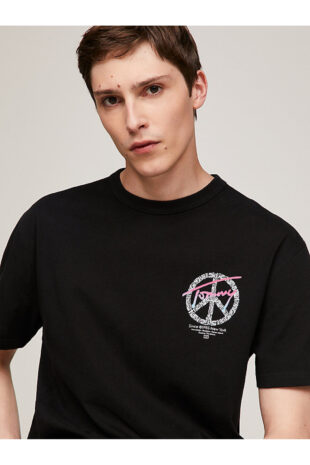 تی شرت سیاه مردانه تامی هیلفیگر | DM0DM18300BDS