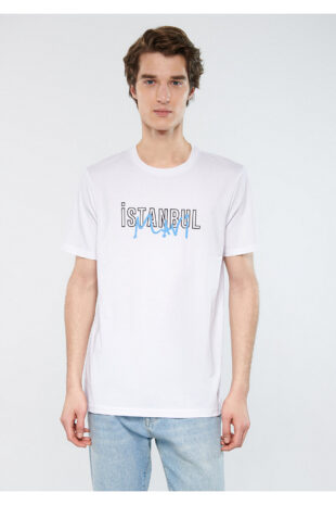 تی شرت سفید فاق نرمال آستین استاندارد مردانه ماوی | 67114