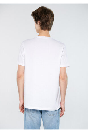 تی شرت سفید فاق نرمال آستین استاندارد مردانه ماوی | 67114