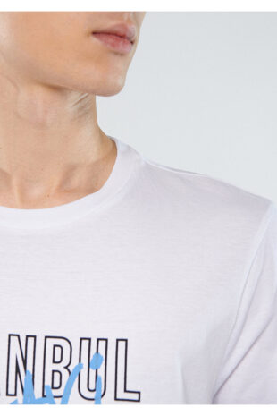 تی شرت سفید فاق نرمال آستین استاندارد مردانه ماوی | 67114