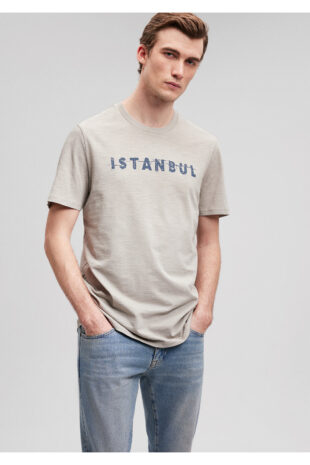 تی شرت خاکستری فاق نرمال آستین استاندارد مردانه ماوی | 066282-31935