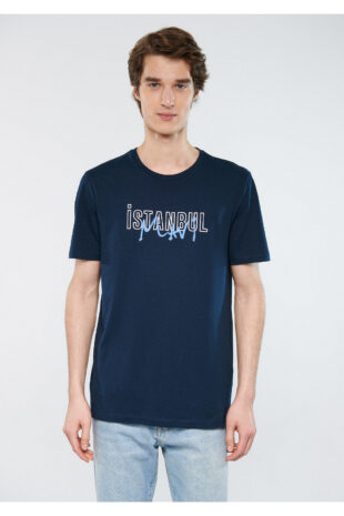 تی شرت لاجورد فاق نرمال آستین استاندارد مردانه ماوی | 067114-34319