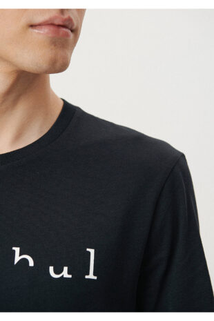 تی شرت سیاه فاق نرمال آستین استاندارد مردانه ماوی | 610352