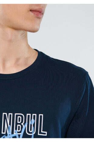 تی شرت لاجورد فاق نرمال آستین استاندارد مردانه ماوی | TYC00205011420